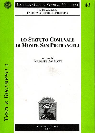 Lo statuto comunale di Monte San Pietrangeli - copertina