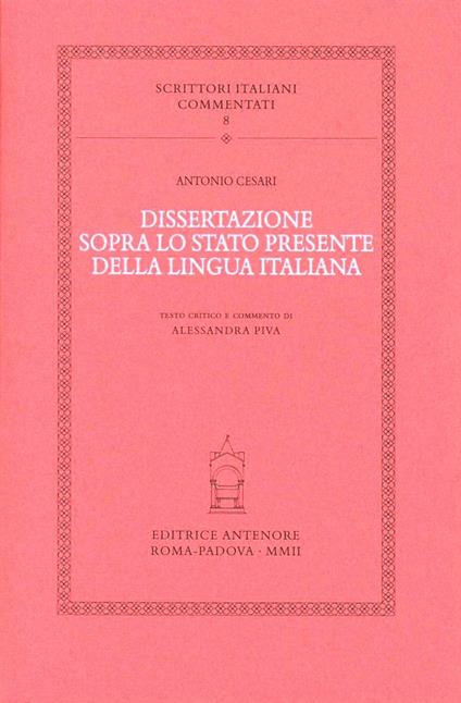 Dissertazione sopra lo stato presente della lingua italiana - Antonio Cesari - copertina