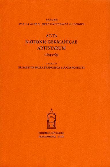 Acta nationis germanicae artistarum (1694-1769) - copertina
