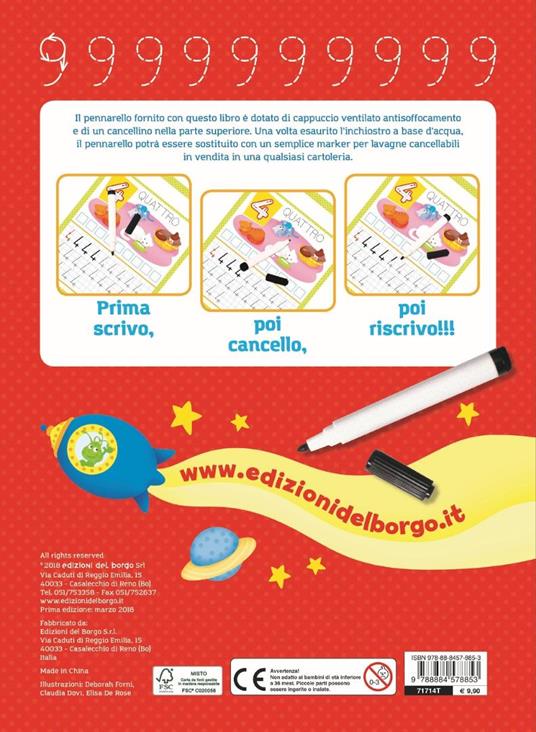 Imparo i numeri con il libro lavagna. Scrivo, cancello, riscrivo. 5-6 anni. Con gadget - 6