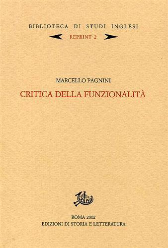 Critica della funzionalità - Marcello Pagnini - copertina