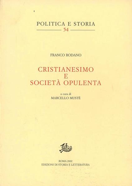 Cristianesimo e società opulenta - Franco Rodano - copertina