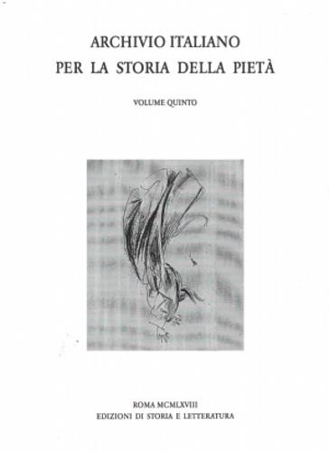 Archivio italiano per la storia della pietà. Vol. 5 - copertina