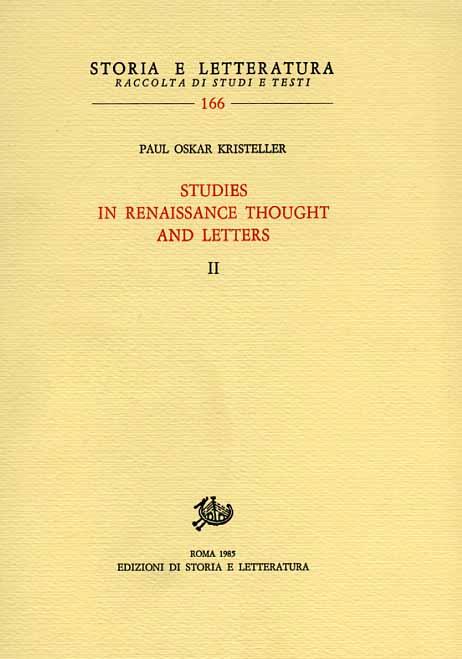 Studies in Renaissance thought and letters. Vol. 2 - P. Oskar Kristeller - copertina