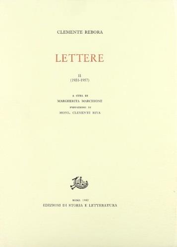 Lettere. Vol. 2: 1931-1957 - Clemente Rebora - copertina