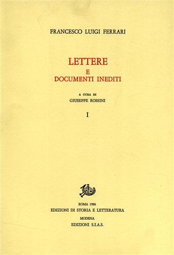 Lettere e documenti inediti - Francesco L. Ferrari - copertina