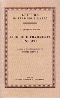 Liriche e frammenti inediti - Alessandro Poerio - copertina