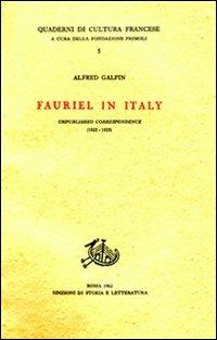 Fauriel in Italy. Unpublished correspondence (1822-1825) - Alfred Galpin - copertina