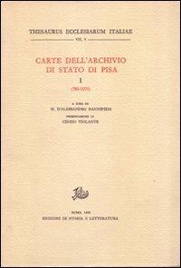 Carte dell'Archivio di Stato di Pisa. Vol. 1: 780-1070 - copertina