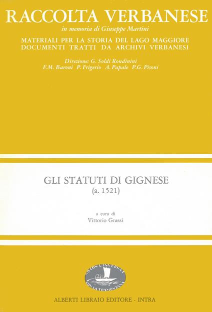 Gli statuti di Gignese (1521) - Vittorio Grassi - copertina