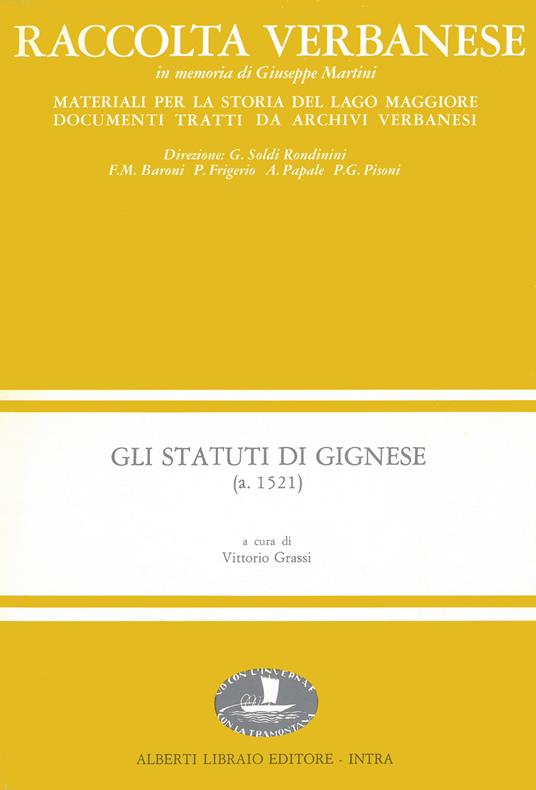 Gli statuti di Gignese (1521) - Vittorio Grassi - copertina