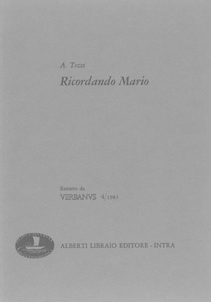 Ricordando Mario - Arnaldo Tozzi - copertina
