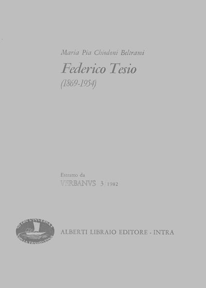 Federico Tesio (1869-1954) - M. Pia Chiodoni Beltrami - copertina