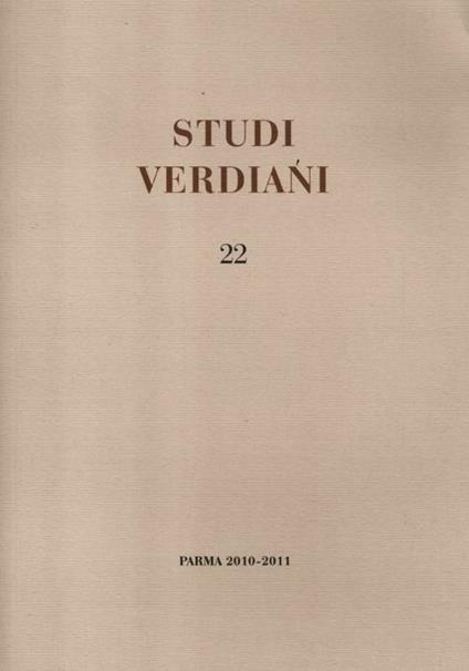 Studi verdiani. Vol. 22 - copertina