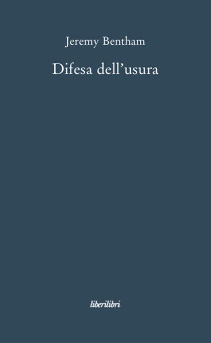 Difesa dell'usura - Jeremy Bentham - copertina