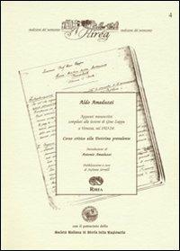 Appunti manoscritti compilati alle lezioni di Gino Zappa a Venezia nel 1923-24 - Aldo Amaduzzi - copertina