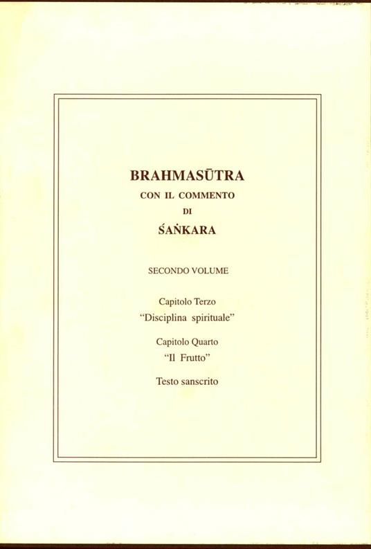Brahmasutra con il commento di Sankara - copertina