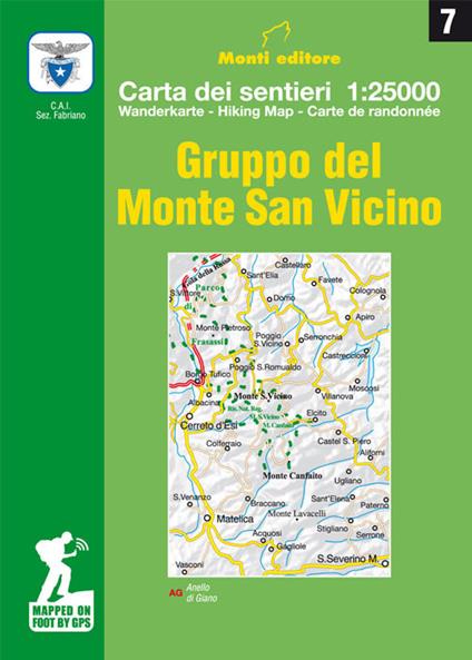 Gruppo del Monte San Vicino. Carta dei sentieri 1:25.000. Ediz. multilingue - Raffaele Monti - copertina