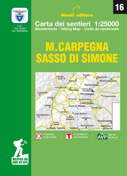 M. Carpegna, Sasso di Simone. Carta dei sentieri. Ediz. multilingue - Raffaele Monti - copertina
