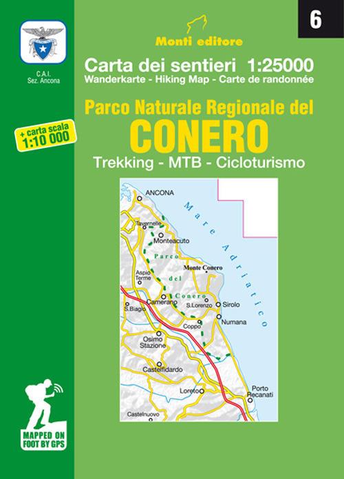 Parco naturale regionale del Conero. Trekking, MTB, cicloturismo. Carta dei sentieri n. 6 1:25.000 e carta dei sentieri 1:10.000 - copertina