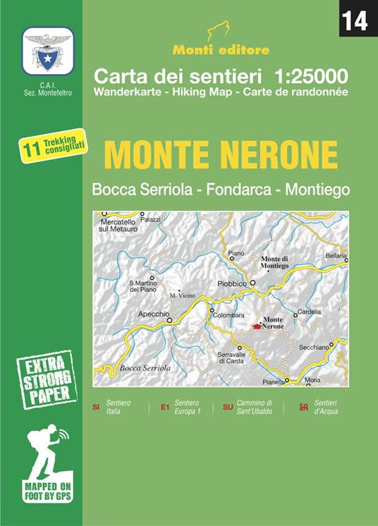 Monte Nerone. Apecchio, Mercatello sul Metauro, Piobbico, Pianello 1:25.000 - Raffaele Monti - copertina