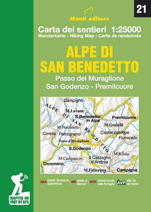 Alpe di San Benedetto. Passo del Muraglione-San Godenzo-Premilcuore. Carta dei sentieri 1:25000 - Raffaele Monti - copertina
