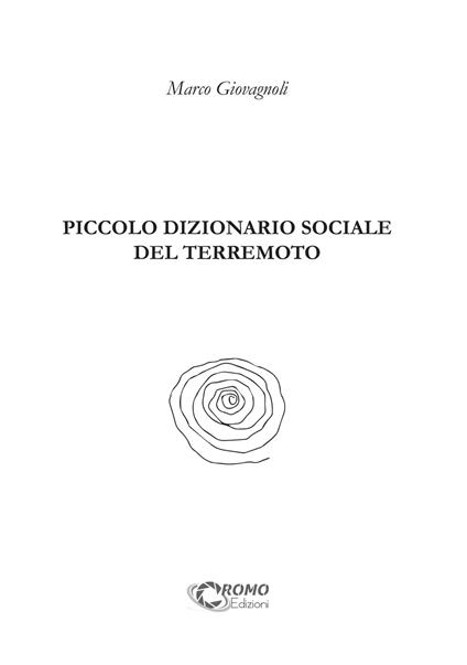Piccolo dizionario sociale del terremoto - Marco Giovagnoli - copertina