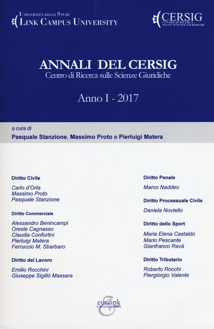 Annali del Cersig. Anno I (2017) - copertina