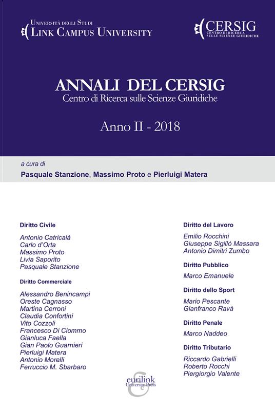 Annali del Cersig. Anno II (2018) - copertina
