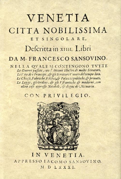 Venetia città nobilissima - Francesco Sansovino - copertina