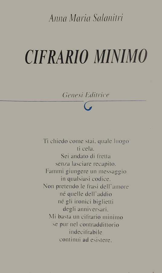 Cifrario minimo - Anna Maria Salanitri - copertina