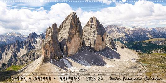  Dolomiti. Panoramica-poster. Calendario panoramico 2023-2024 orizzontale 80 x 40 cm. Ediz. multilingue -  Peter Malfertheiner - copertina