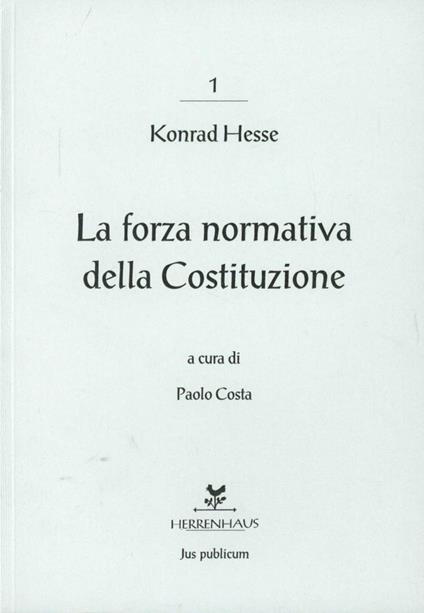 La forza normativa della Costituzione - Konrad Hesse - copertina