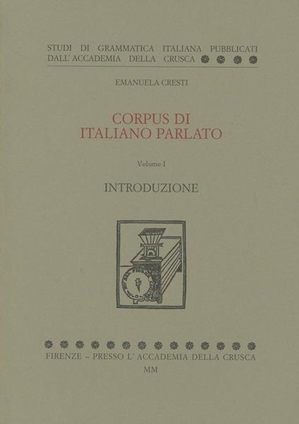 Corpus di italiano parlato. Con CD - Emanuela Cresti - copertina