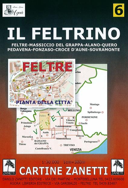 Il feltrino. Feltre, Massiccio del Grappa, Alano, Quero, Pedavena, Fonzaso, Croce d'Aune, Sovramonte 1:30.000 - copertina