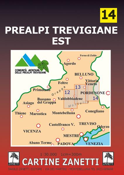 Prealpi trevigiane est 1:30.000. Ediz. illustrata - copertina