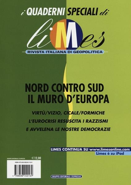 Limes. Rivista italiana di geopolitica (2012). Vol. 3: Nord contro Sud. Il muro d'Europa - copertina