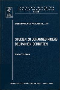 Studien zu Johannes Nider deutschen Schriften - Margit Brand - copertina