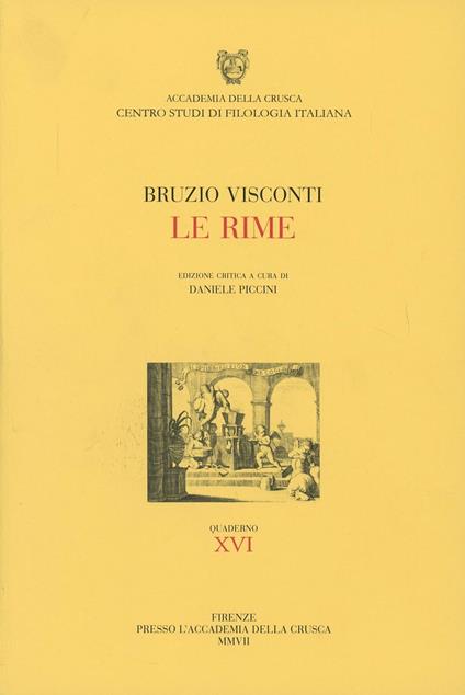 Le rime. Ediz. critica - Bruzio Visconti - copertina