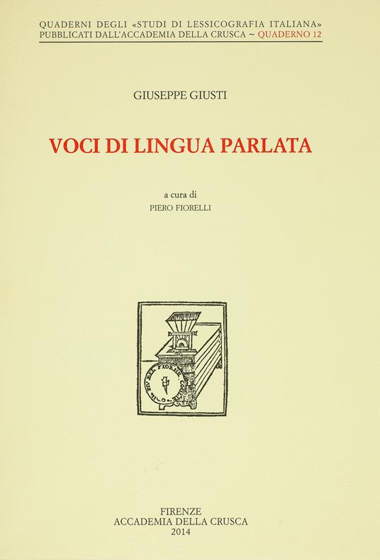 Voci di lingua parlata - Giuseppe Giusti - copertina