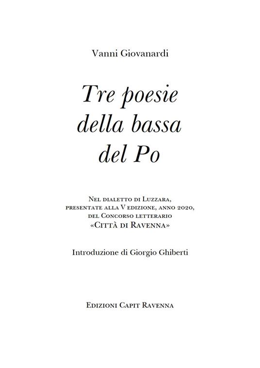 Tre poesie della Bassa del Po - Vanni Giovanardi - copertina