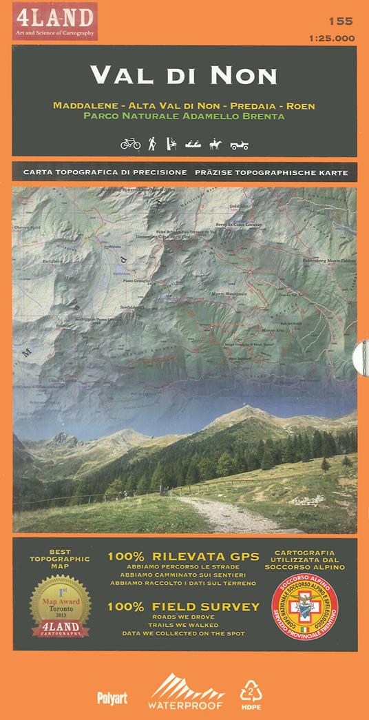 Val di Non. Carta topografica di precisione 1:25.000 n. 155. Ediz. italiana, inglese e tedesca - Enrico Casolari,Remo Nardini - copertina