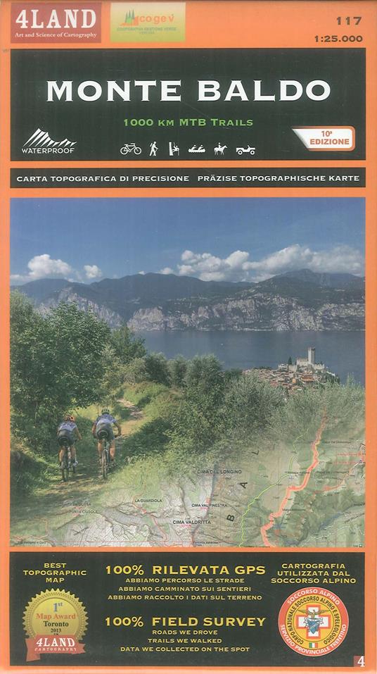 Monte Baldo. 1000 km mountainbike trails 1:25.000. Ediz. italiana, inglese e tedesca - Enrico Casolari,Remo Nardini - copertina