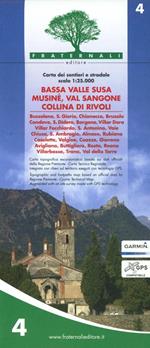 Carta n. 4. Bassa valle Susa, Musinè, val Sangone, collina di Rivoli 1:25.000