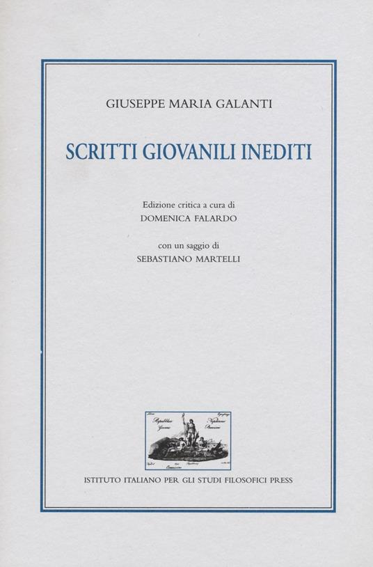 Scritti giovanili inediti - Giuseppe Maria Galanti - copertina