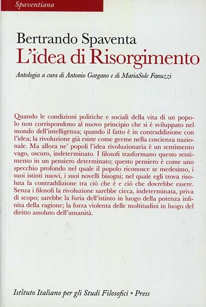 Idea di Risorgimento - Bertrando Spaventa - copertina