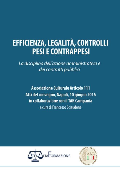 Efficienza, legalità, controlli, pesi e contrappesi. La disciplina dell'azione amministrativa e dei contratti pubblici. Associazione culturale articolo 111. Atti del Convegno (Napoli, 10 giugno 2016) - copertina