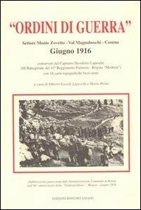 Ordini di guerra. Settore monte Zovetto, Val Magnaboschi, Cesuno. Giugno 1916 - copertina