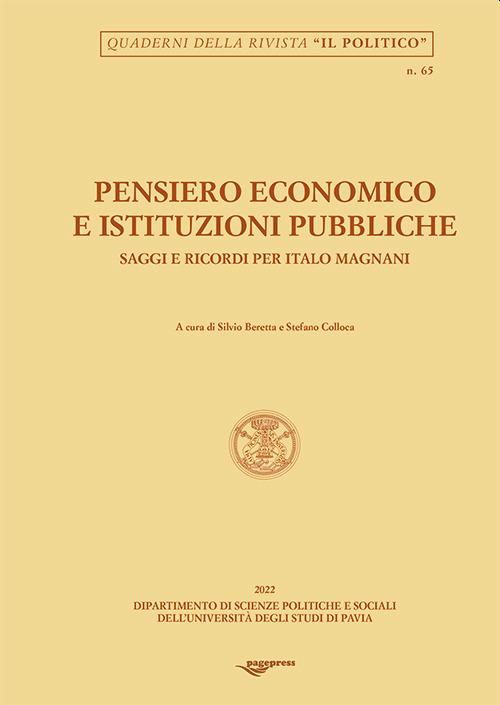 Pensiero economico e istituzioni pubbliche. Saggi e ricordi per Italo Magnani - copertina