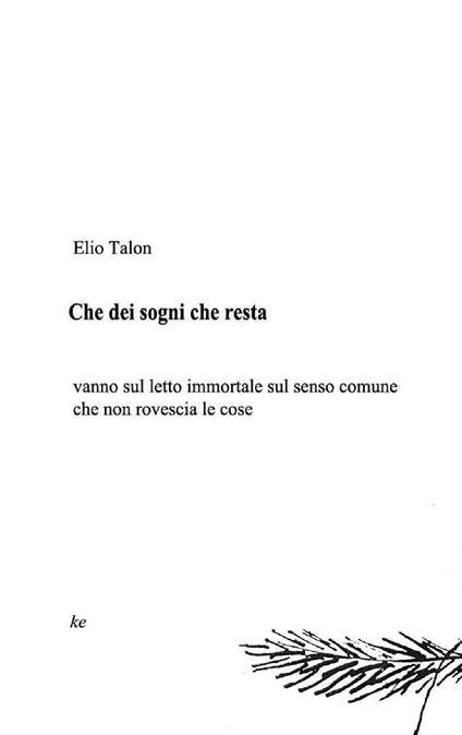 Che dei sogni che resta. Vanno sul letto immortale sul senso comune che non rovescia le cose - Elio Talon - copertina